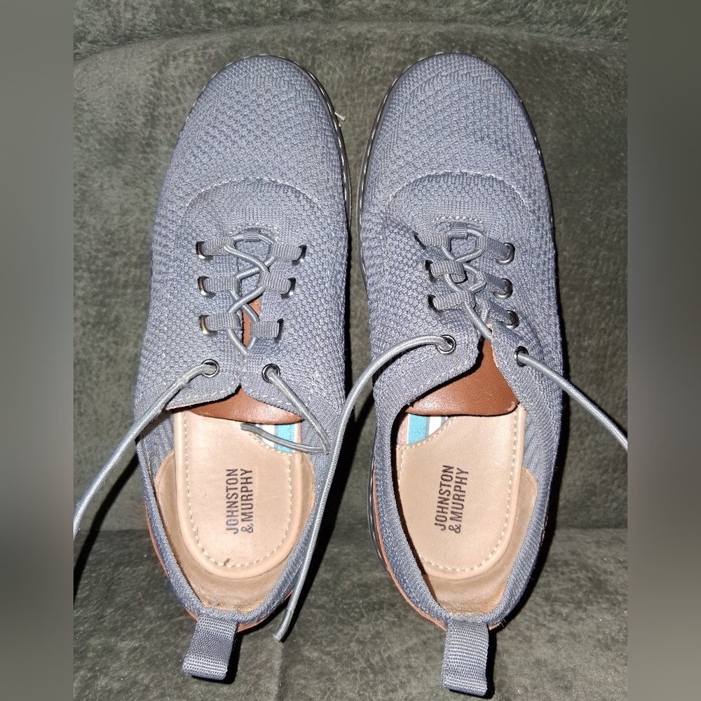 Johnston & Murphy Boys Gray Knit Lace-Up Dress Shoes